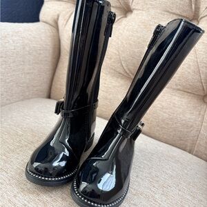 THE CHILDREN'S PLACE Black Patent Leather Toddler Boots--5T